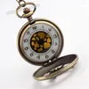 Pocket Watches Retro Bronze The Hollow Quartz Watch Skeleton Bird Clock Pendant Gifts For Men Women