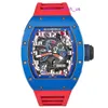 Aufregende Uhr RM Watch Hot Watch RM030 Serie RM030 Blaue Keramikseite Rotes Paris Limited-Zifferblatt 42,7 * 50 mm Komplettset