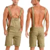 Calças masculinas verão moda masculina sólida geral suspender calças homem mais bolso macacão sexy shorts macacão casual