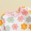 かわいい花柄の女の赤ちゃん服秋の幼児幼児スーツセット長袖スウェットシャツパンツ2PCSキッズ2 PCS服240313