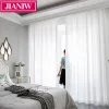 Шторы JIANIW, супер мягкие роскошные шифоновые однотонные белые прозрачные занавески для гостиной, спальни, украшения, оконная вуаль, тюль Cortina