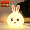 Nattljus söt kanin färgglad röststyrd klapp lampa klappa matande baby sovrum och barn julklapp 240301