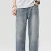 Jeans pour hommes 2024 printemps et automne jambe droite jeunesse taille moyenne rétro tendance pantalons décontractés amples