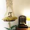 Hamac balançoire pour chat, Style Boho, lit-Cage, fait à la main, chaise de sommeil suspendue, sièges avec pompon, jouet pour chats, corde en coton, maison pour animaux de compagnie, 219S