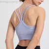 Desginer Bras Lululemmon Sports Tank Top 같은 스타일의 얇은 어깨 끈 뷰티 뒷면 가짜 2 조각 고정 1 컵 24ss