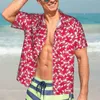 Camisas casuais masculinas lagostas frescas camisa de férias lagostins havaianos homens na moda blusas de manga curta coreano moda padrão tops