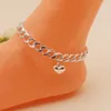 Anklets Hip Hop Cuba Chain Anklet Braclet Fashion Beach Jewelry Cute Heart Barefoot Sandals Summer Accessories