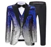 Men039s pak Glanzend Koningsblauw Pailletten Pak Slim Fit Groene Smoking Voor Feest Bruiloft Banket Prom Toneelkostuum BlazerVestPan5782196