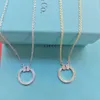TiffanyJewelry TiffanyBracelet Necklace Designer Necklace for Woman Luxury Jewelry Precision高品質ダブルTラウンドダイヤモンドネックレスFAS