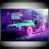 Caligrafia carro delorean dmc de volta para o futuro filme cartaz motivacional arte da parede pintura em tela para o quarto decoração de casa sem moldura