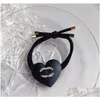 Hårtillbehör designer rep söt svart kärlek scrunchie gummiband logotyp elastisk högkvalitativ märke hästsvanshållare lyx dropp deli ot3ky