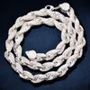 CUC 8mm Iced Out CZ Rope Chain Gold Color Iced Out Zirconia Men Hip Hop Necklace Link Fashion Punk Rapper Jewelry 240229