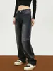 Damen Jeans Reflect Oil Wax Vintage Schwarz Blau Denim Hose für Frauen Mädchen Designer Y2k Ästhetische Streetwear Goth Hose Frühling Herbst