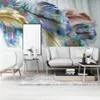 Large 3D Wallpaper Mural Custom Nordic Modern Color Feather TV Sofa Background Wallpaper Mural211w