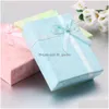 Altra confezione regalo in carta fantasia di cartone di alta qualità per gioielli fatti a mano 907030Mm quadrato rosa blu verde con fiocco in nastro Consegna a goccia F Dh0Qc