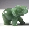 2 2 tum grön Aventurine Jade Stone Craving Lucky Elephant Feng Shui Statue2017