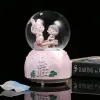 Dozen romantisch paar Crystal Ball Music Box Room Decoratie Sneeuw Snowflake Luminous Music Box Holiday Gift Caresel Boite Decoratie