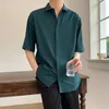 Camicie casual da uomo Top maschile Camicia nera semplice e camicetta Mezza manica Abiti di seta Xxl Designer in normale con maniche fresche