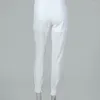 Pantalones de mujer de algodón bordado Agujero hueco cintura con volantes pantalones pequeños para mujer moda elegante Casual sólido alto nueve puntos