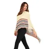 Lenços Primavera Mulheres Luxo Malha Poncho Cape Designer Pulôver Suéteres Manto Irregular Tassel Femme Outono Listrado Shaw329d