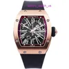 Orologio femminile RM Orologio elegante Orologio RM023 Serie da donna Meccanico automatico in titanio Fibra di carbonio Moda Full Hollow Oro rosa 18 carati