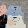 Letters Knitted Women Singlet Tanks Cropped Sexy Female Knits Tops Summer Spring Casual Neck Diamond Design Tank Top Singlets