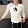 Men T Shirt Printing O-neck Long Sleeve Fitness Streetwear Casual Men Clothing Autumn Korean Style Tee Tops S-5XL INCERUN 240312