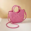 HBP Summer Candy Colors Women Half-moon Tote Bag Straw Handbag Skew Straddle Braided Beach Bag Shoulder Tote