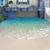 Personalizado auto-adesivo piso mural po papel de parede 3d seawater onda piso adesivo banheiro usar antiderrapante papéis de parede à prova dwaterproof água 2300w