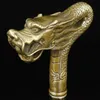 Fantastisk porslin gammal handarbete brons drakstaty cane head walking stick332t