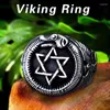 Cluster Rings Beier 316L Rostfritt stål Norse Viking Pentagram Odins symbol Dragon Runes Amulet Bird Animal Ring for Men smycken LR572