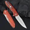High Quality M7722 Flipper Knife 440C Satin Drop Point Blade Rosewood with Steel Sheet Handle Ball Bearing Outdoor Camping Hiking Fishing EDC Pocket Knives