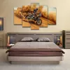 Calligraphy Canvas Paintings Modular 5 Pieces HD Printed Motorcycle Rally Racer Picture Decor For Living Room Wall Art Posters No Frame