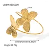 Bangle Exaggerated Stainless Steel Butterfly Big Open Bracelet Waterproof 18K Gold PVD Plated For Women Vintage Adjustable Jewelry Gift