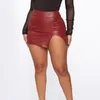 Kobiety mody bodycon seksowne spódnice skórzane dzielone czarne mini wysoką talię pakiet biodra