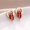 DesignerCrystal Diamant Boucles D'oreilles Or Rose Mode Titane Acier Double Plaie Chiffres Romains Goujons Boucle D'oreille Pour Les Femmes Cadeau Bijoux Ne Se Décolorent Pas Allergiques