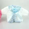 Fabric 12pcs miniature crochet sweater flower ribbon baby shower baptism craft party decorations 5.0 x 9.5cm
