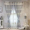 Rideaux Luxe européen 3D fleur corde brodé Double couche rideaux salon chambre en relief haute rideaux occultants ZH586