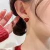 Orecchini a bottone Vintage Orecchino a cuore rosso per le donne Retro Smalto estetico Amore Orecchino Moda coreana Semplice ed elegante Pendientes Mujer