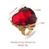 Klusterringar Big Heart Love Shaped Dating Hip Hop Sweet Zircon Open Justerbar Finger for Women Girls Jewelry Gift