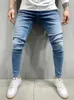 Retro Katı Streç Yırtılmış Skinny Jeans Erkekler Temel Bikter İnce Fit Elastik Y2K Denim Kargo Pantolon Günlük Pantalonlar Hombre Joggers 240305