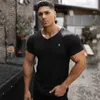 Men's T-Shirts Men's T-Shirts Vertical Stripe V-Neck Sports Fitness Bottoming Shirt Fashion Men Clothing Summer New Casual Trend Short Sleeve