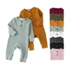 Höst nyfödd spädbarn baby pojkar flickor romper play -dräkt overallerar bomull långärmad baby jumpsuit nyfödda kläder