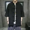 Etnische Kleding 2024 Mannen Chinese Stijl Hanfu Shirt Heren Tops Tang Pak Linnen Effen Traditionele Shirts Mannelijke Katoen Kimono M-5XL