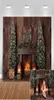 Pografia fundo decoração de natal árvore retro vintage parede de madeira lareira cenários de natal para po studio2943592