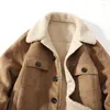 Мужские куртки 2024, зимние большие утолщенные однобортные пальто с откидным воротником