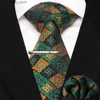 Neck Ties JEMYGINS 2023 New Red Green Striped Designer Gift Tie for Men Fashion Brand 8cm Wedding Party Necktie Handky Set Accessories L240313