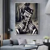 Femme africaine tatouée toile peinture affiches et impressions Figure unique mur Art photos pour salon décor à la maison sans cadre Pain225O