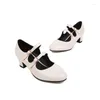 Модельные туфли, модные женские туфли Мэри Джейн Gril, милые туфли на среднем каблуке с круглым носком, весна-осень 2024, туфли-лодочки с двойной пряжкой и ремешком, большие размеры 34-43