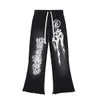 İlkbahar ve Sonbahar Hellstar Sports Suit Tasarımcısı Hoodie Uzun Kollu Pantolonlar Sokak Sokak Hip Hop Retro Alfabe Baskı Maddesi Kişiselleştirilmiş Hell Star Hoodie Mavi